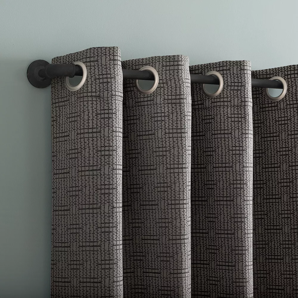 Clean Window Textured Geometric Recycled Fiber Semi-Sheer Grommet Curtain Panel 4 Clean Window Textured Geometric Recycled Fiber Semi-Sheer Grommet Curtain Panel - Image 2