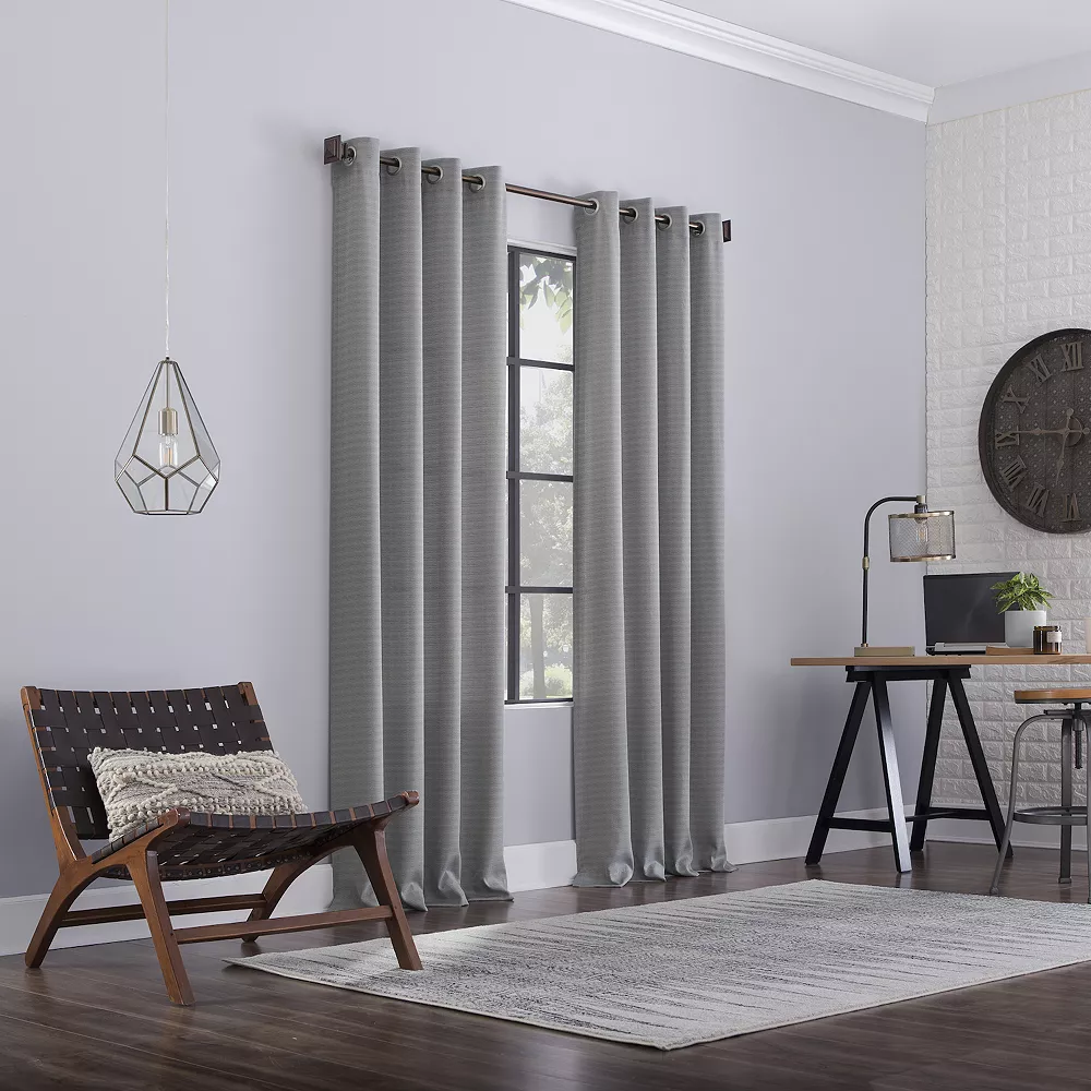 Clean Window Textured Geometric Recycled Fiber Semi-Sheer Grommet Curtain Panel 7 Clean Window Textured Geometric Recycled Fiber Semi-Sheer Grommet Curtain Panel - Image 5