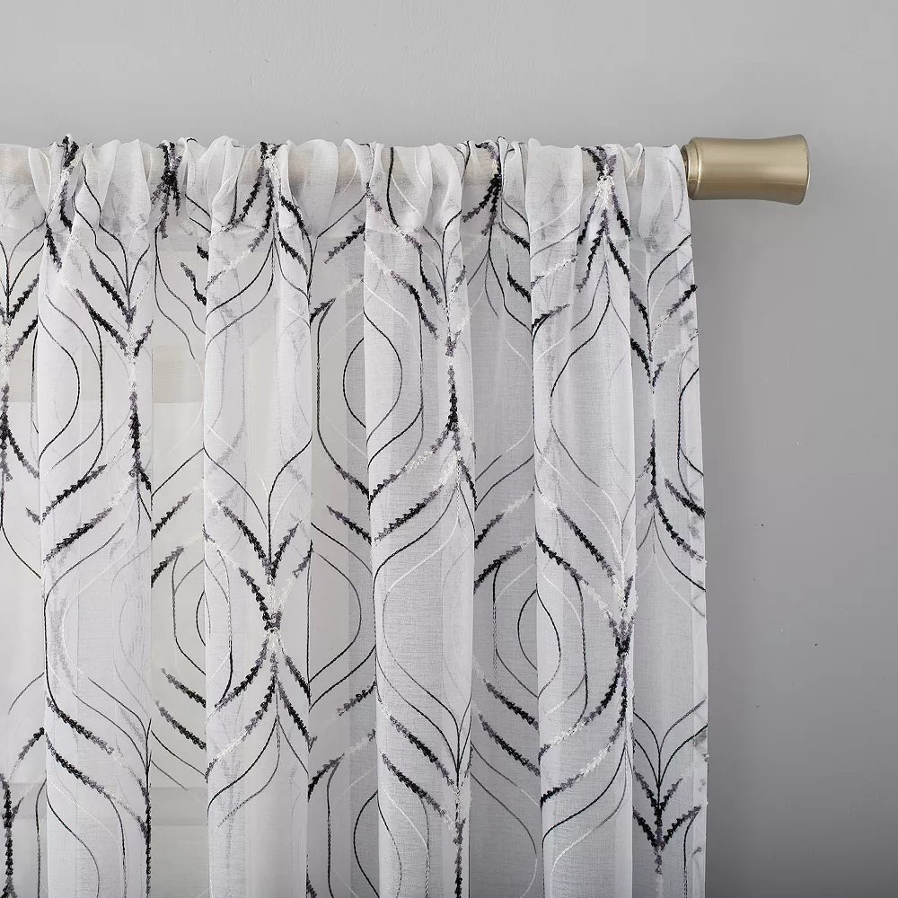 No. 918 Raina Space Dyed Trellis Embroidery Sheer Window Curtain 4 No. 918 Raina Space Dyed Trellis Embroidery Sheer Window Curtain - Image 2