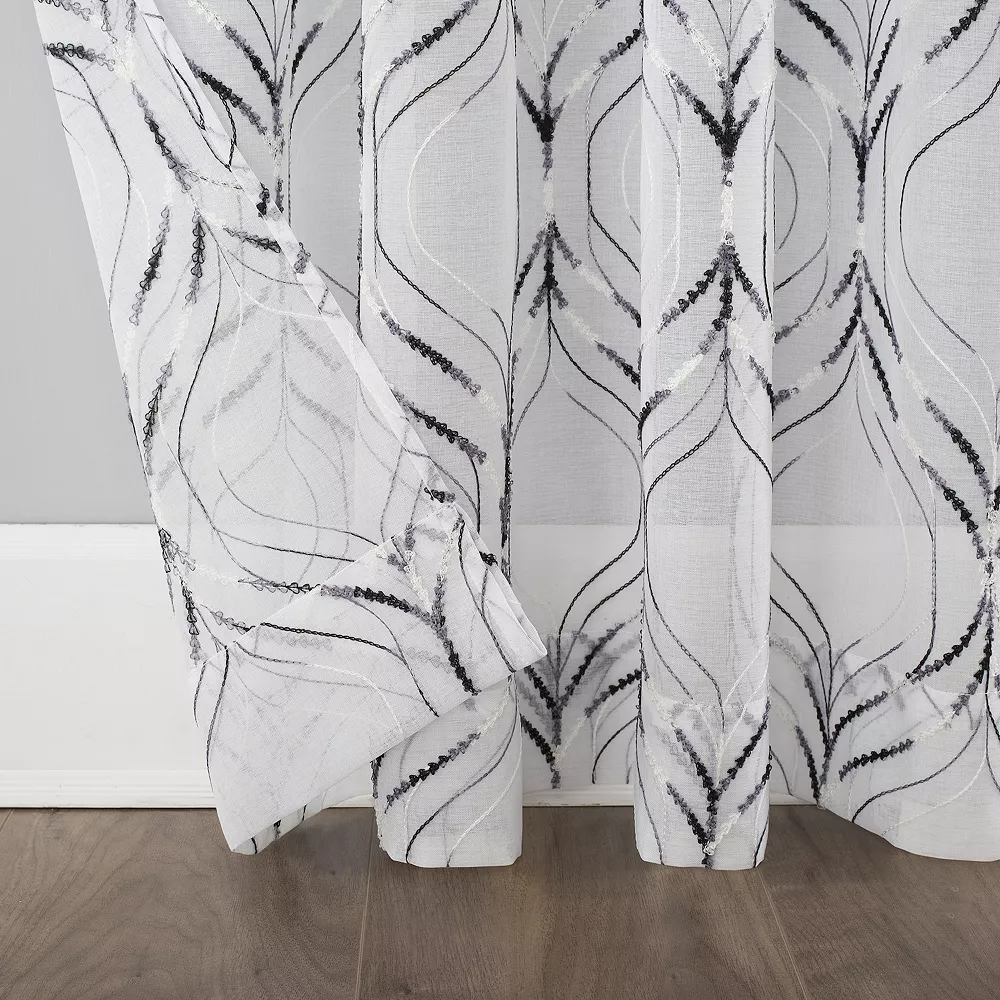 No. 918 Raina Space Dyed Trellis Embroidery Sheer Window Curtain 6 No. 918 Raina Space Dyed Trellis Embroidery Sheer Window Curtain - Image 4