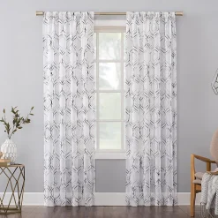 No. 918 Raina Space Dyed Trellis Embroidery Sheer Window Curtain