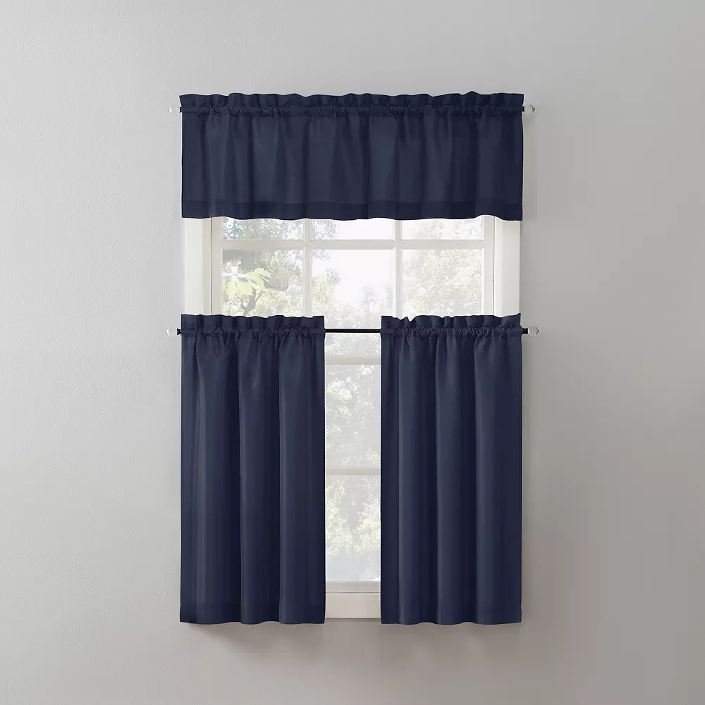No. 918 Martine Microfiber Semi-Sheer Kitchen Curtain Valance And Tiers Set 5 No. 918 Martine Microfiber Semi-Sheer Kitchen Curtain Valance And Tiers Set - Image 3
