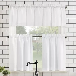No. 918 Martine Microfiber Semi-Sheer Kitchen Curtain Valance And Tiers Set