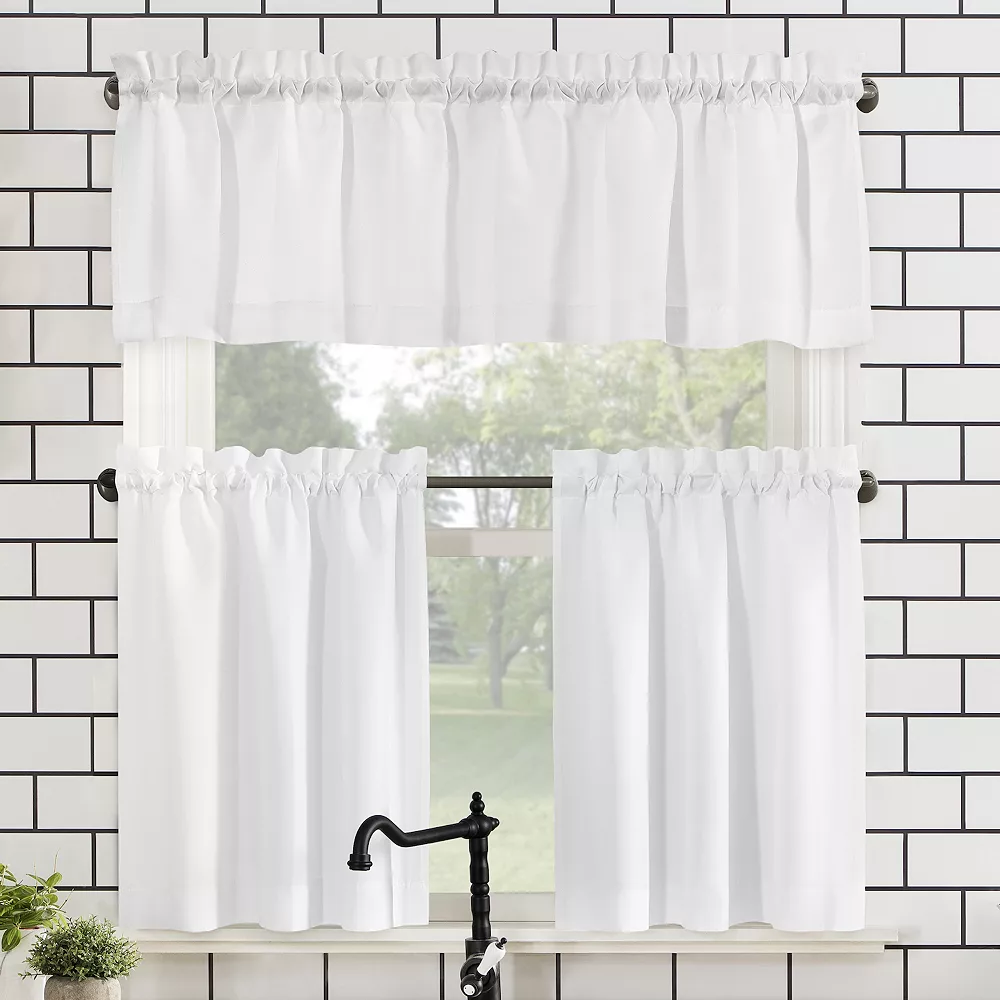 No. 918 Martine Microfiber Semi-Sheer Kitchen Curtain Valance And Tiers Set 3 No. 918 Martine Microfiber Semi-Sheer Kitchen Curtain Valance And Tiers Set