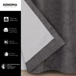 Sonoma Goods For Life® Ultimate Performance Distressed Chenille 100% Blackout 2-pk Curtain 11 Sonoma Goods For Life® Ultimate Performance Distressed Chenille 100% Blackout 2-pk Curtain -Greenland Home Fashions Shop 5002254 ALT3
