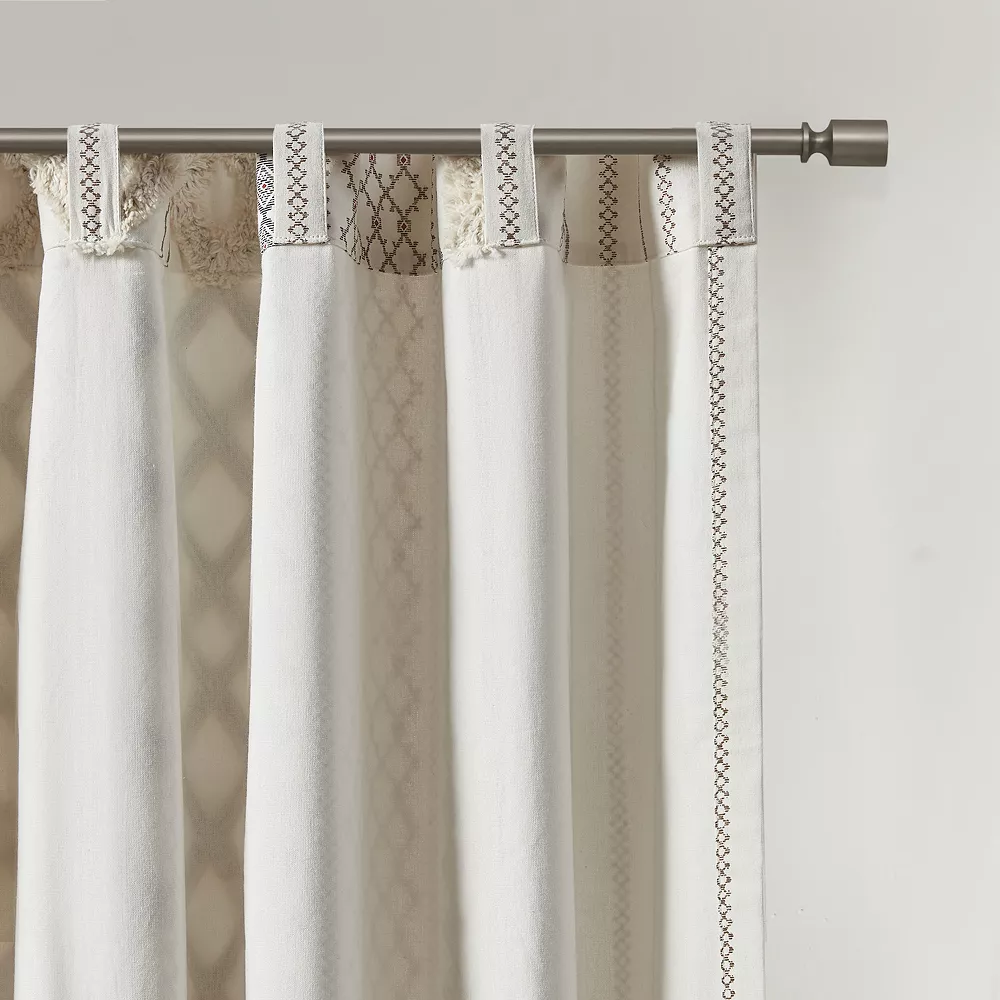 INK+IVY 1-Panel Imani Light Filtering Lined Cotton Window Curtain Panel With Chenille Stripes 4 INK+IVY 1-Panel Imani Light Filtering Lined Cotton Window Curtain Panel With Chenille Stripes - Image 2
