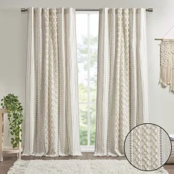 INK+IVY 1-Panel Imani Light Filtering Lined Cotton Window Curtain Panel With Chenille Stripes 11 INK+IVY 1-Panel Imani Light Filtering Lined Cotton Window Curtain Panel With Chenille Stripes -Greenland Home Fashions Shop 5034641 ALT4
