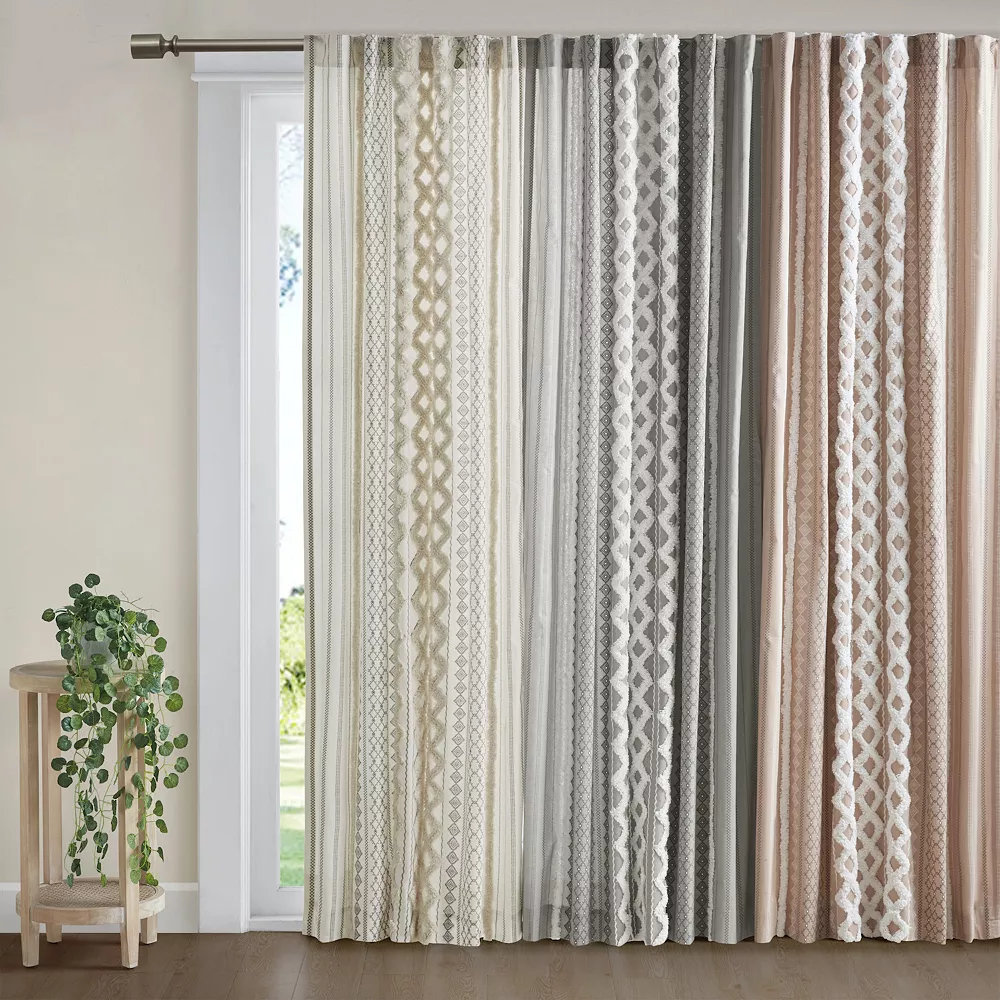INK+IVY 1-Panel Imani Light Filtering Lined Cotton Window Curtain Panel With Chenille Stripes 8 INK+IVY 1-Panel Imani Light Filtering Lined Cotton Window Curtain Panel With Chenille Stripes - Image 6