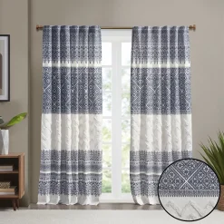 INK+IVY Mila Cotton Light Filtering Printed Window Curtain With Chenille Detail -Greenland Home Fashions Shop 5034642 ALT6
