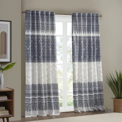 INK+IVY Mila Cotton Light Filtering Printed Window Curtain With Chenille Detail -Greenland Home Fashions Shop 5034642 ALT7