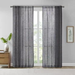 Madison Park Kyler Texture Woven Faux Linen Sheer Window Curtain