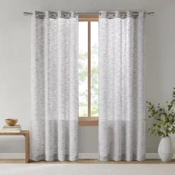 Madison Park Kaisley Yarn Dyed Slub Grommet Top Sheer Window Curtain