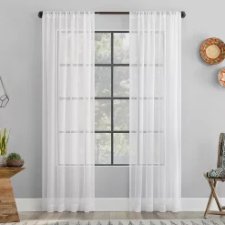 Clean Window Vintage Open Weave Anti-Dust Sheer Window Curtain Panel