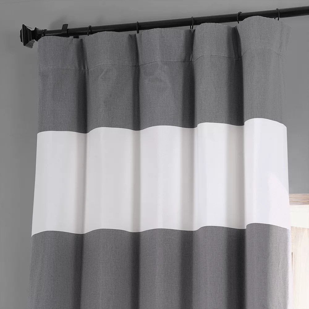 EFF Horizontal Stripe Printed Blackout Curtain Panel 4 EFF Horizontal Stripe Printed Blackout Curtain Panel - Image 2