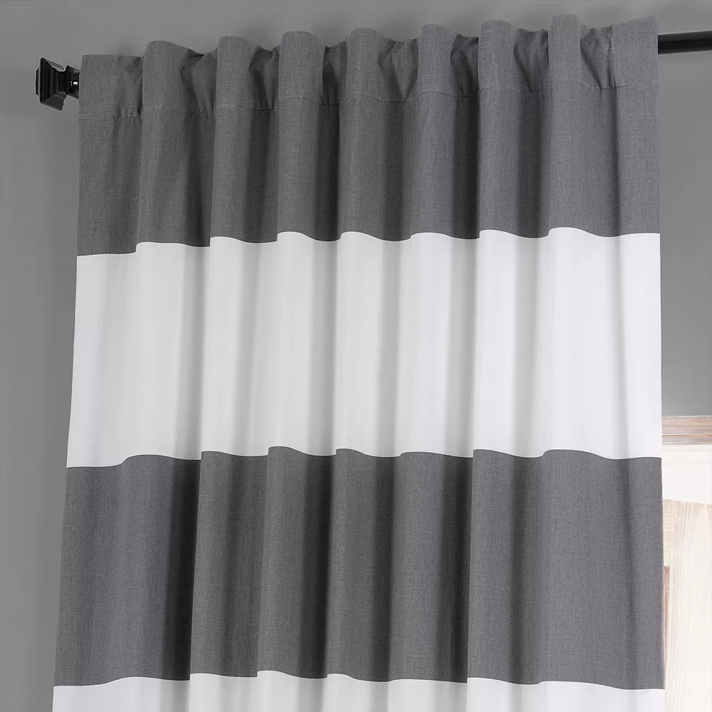 EFF Horizontal Stripe Printed Blackout Curtain Panel 6 EFF Horizontal Stripe Printed Blackout Curtain Panel - Image 4