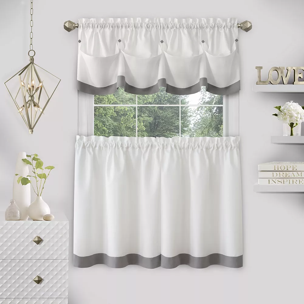 Achim Lana Window Curtain Tier Pair And Valance Set 3 Achim Lana Window Curtain Tier Pair And Valance Set