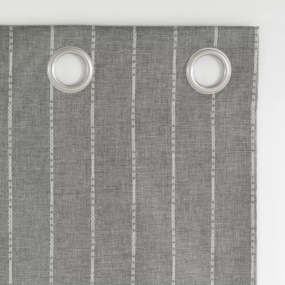 Sun Zero 2-pack Erria 100% Blackout Chambray Stripe Grommet Curtains 6 Sun Zero 2-pack Erria 100% Blackout Chambray Stripe Grommet Curtains - Image 4