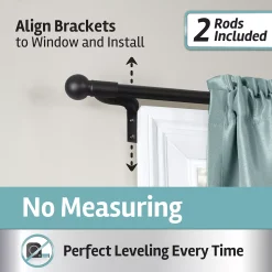 Zenna Home Smart Rods Easy Install Adjustable Cafe Window Rod With Ball Finials -Greenland Home Fashions Shop 5260926 ALT2