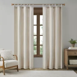 Madison Park 1-panel Barnet Faux Linen Light Filtering Tab Top Window Curtain