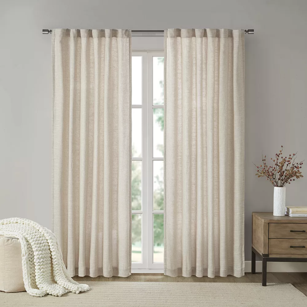 Madison Park 1-panel Barnet Faux Linen Light Filtering Rod Pocket And Back Tab Window Curtain 3 Madison Park 1-panel Barnet Faux Linen Light Filtering Rod Pocket And Back Tab Window Curtain