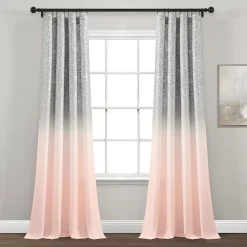 Lush Décor Lush Decor Glitter Ombre Metallic Print Window Curtain Set