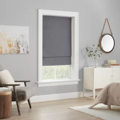 Eclipse Dillan Linen-Like Textured Solid 100% Total Blackout Cordless Roman Shade 64" Length -Greenland Home Fashions Shop 5357796 ALT