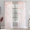 Scott Living Azlan Geometric Embroidery Sheer Rod Pocket Window Curtain -Greenland Home Fashions Shop 5483870 Orange