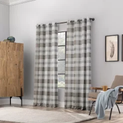 Scott Living Harrison Plaid Print Semi-Sheer Grommet Window Curtain 10 Scott Living Harrison Plaid Print Semi-Sheer Grommet Window Curtain -Greenland Home Fashions Shop 5483871 ALT4