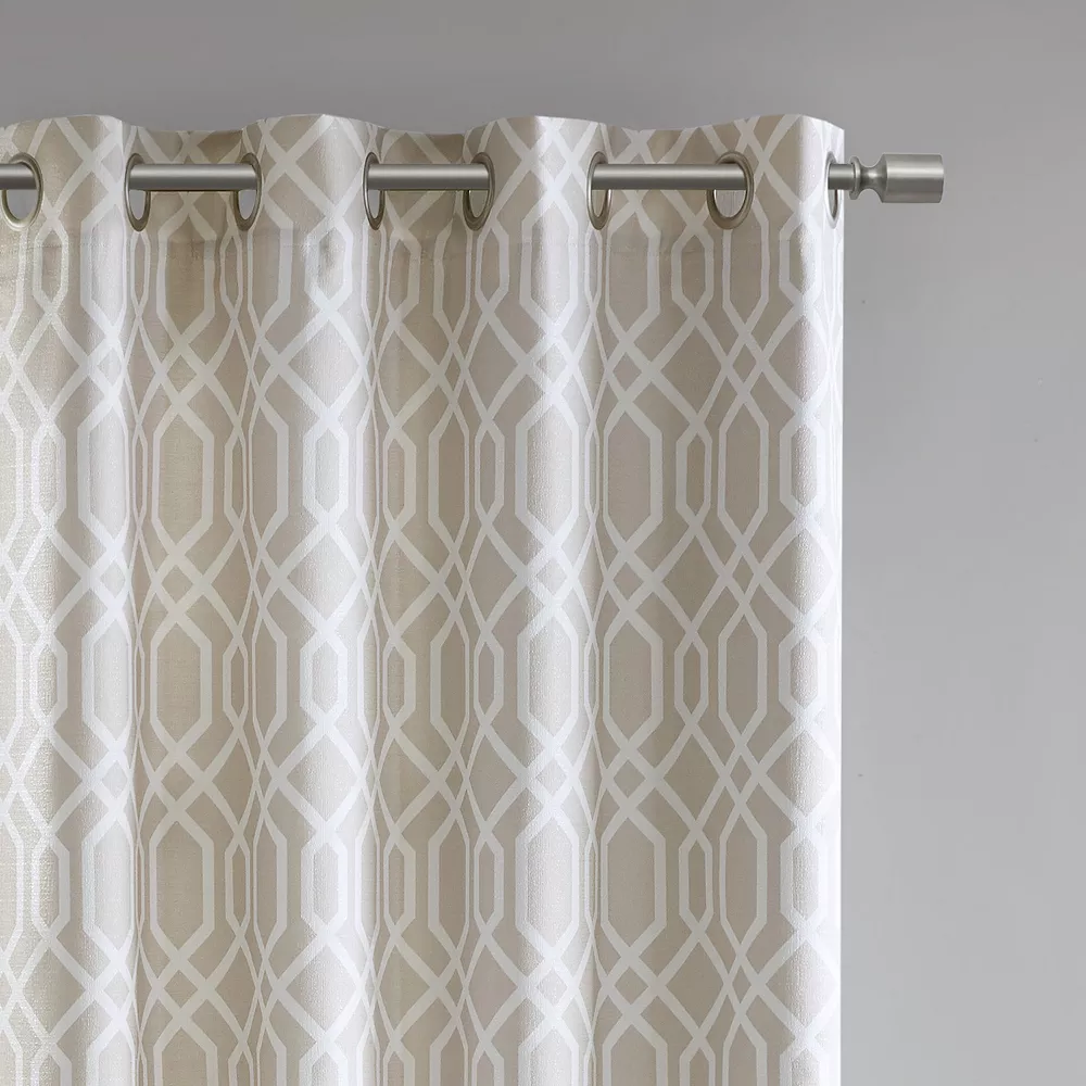 SunSmart Tatum 1-panel Room Darkening Printed Ogee Texture Grommet Top Window Curtain 4 SunSmart Tatum 1-panel Room Darkening Printed Ogee Texture Grommet Top Window Curtain - Image 2