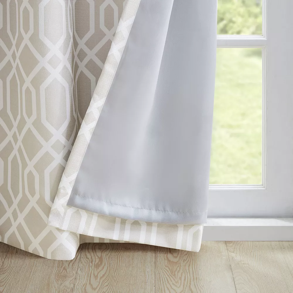 SunSmart Tatum 1-panel Room Darkening Printed Ogee Texture Grommet Top Window Curtain 5 SunSmart Tatum 1-panel Room Darkening Printed Ogee Texture Grommet Top Window Curtain - Image 3