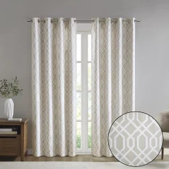 SunSmart Tatum 1-panel Room Darkening Printed Ogee Texture Grommet Top Window Curtain 12 SunSmart Tatum 1-panel Room Darkening Printed Ogee Texture Grommet Top Window Curtain -Greenland Home Fashions Shop 5484885 ALT5