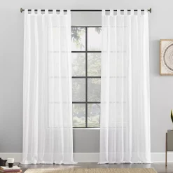 Archaeo Waffle Weave Cotton Blend Semi-Sheer Tab Top Window Curtain