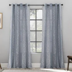 Archaeo Fringe Stripe 100% Cotton Semi-Sheer Grommet Window Curtain
