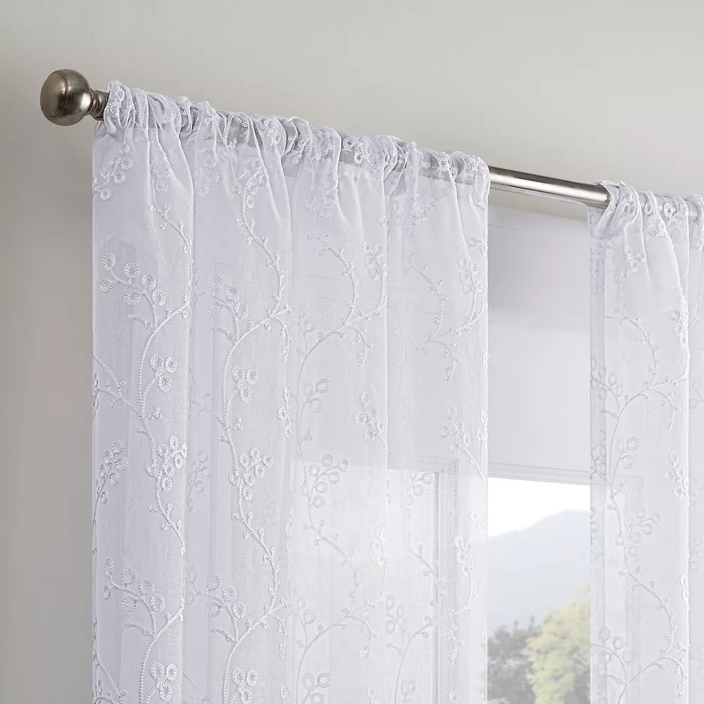 Waverly Indochina Rod Pocket Back Tab Sheer Window Curtain Panel 4 Waverly Indochina Rod Pocket Back Tab Sheer Window Curtain Panel - Image 2