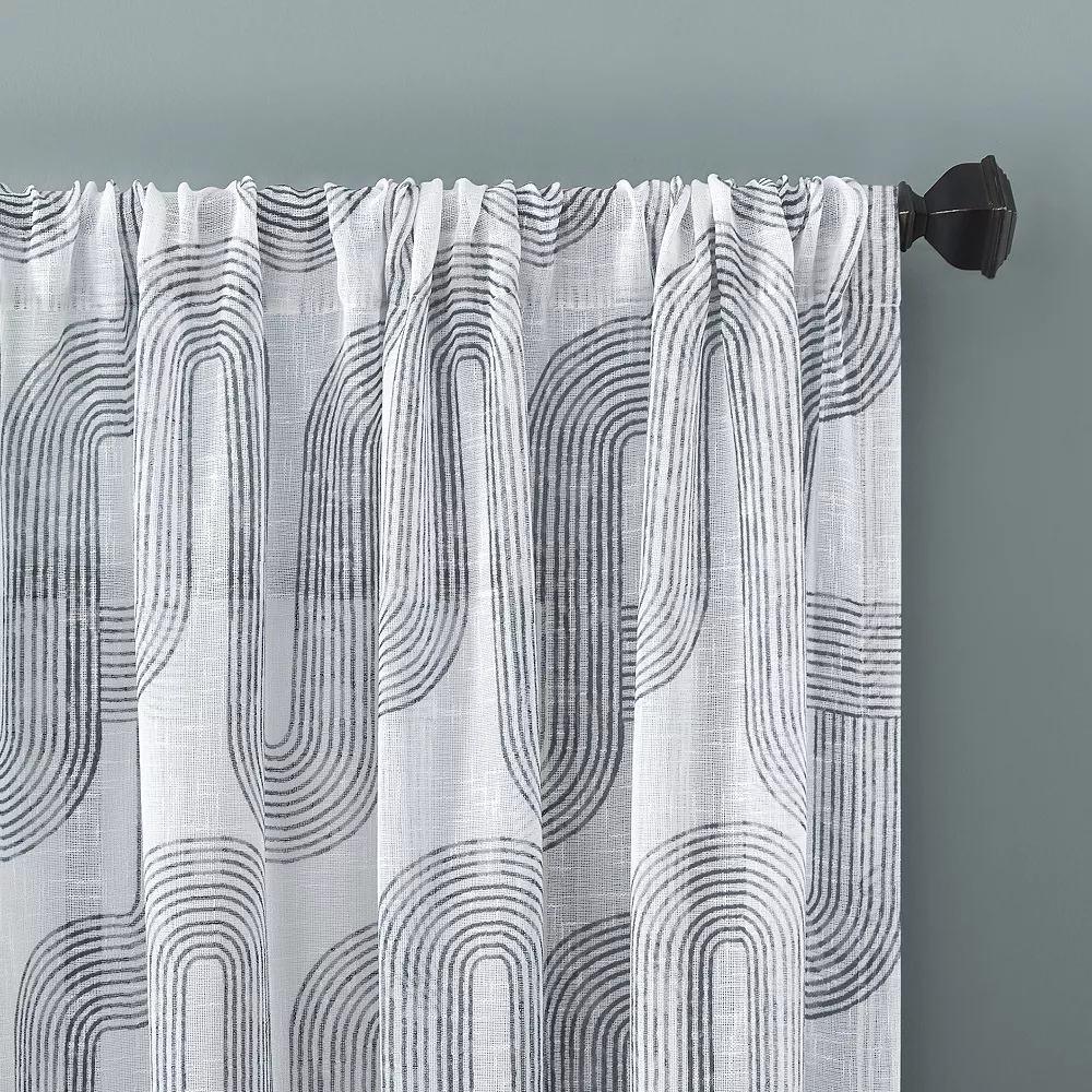 Archaeo Art Deco Curves Linen Blend Window Curtain 4 Archaeo Art Deco Curves Linen Blend Window Curtain - Image 2