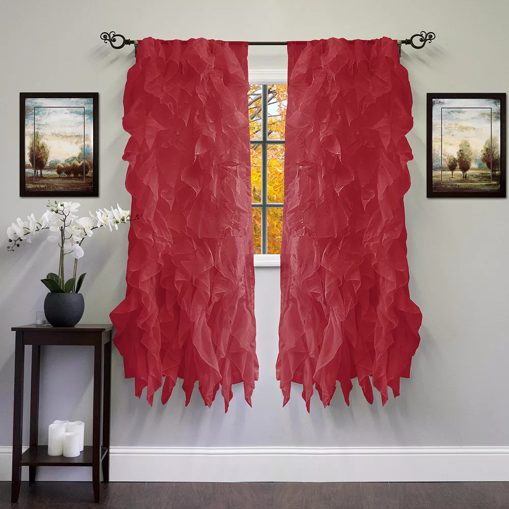 Sweet Home Collection Sheer Voile Vertical Ruffle Window Curtain 4 Sweet Home Collection Sheer Voile Vertical Ruffle Window Curtain - Image 2
