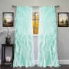 Sweet Home Collection Sheer Voile Vertical Ruffle Window Curtain 2 Sweet Home Collection Sheer Voile Vertical Ruffle Window Curtain -Greenland Home Fashions Shop 5591824 Sea