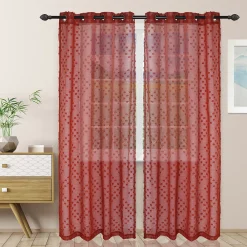 Superior Poppy Sheer Set Of 2 Grommet Top Window Curtain Panels