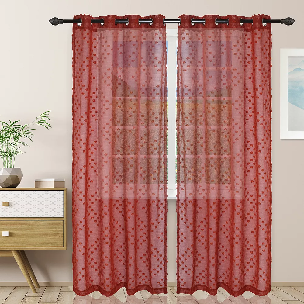 Superior Poppy Sheer Set Of 2 Grommet Top Window Curtain Panels 3 Superior Poppy Sheer Set Of 2 Grommet Top Window Curtain Panels