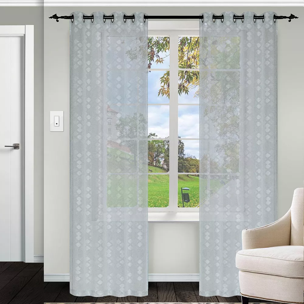 Superior Argyle Sheer Set Of 2 Window Curtain Panels 3 Superior Argyle Sheer Set Of 2 Window Curtain Panels