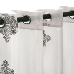 Superior Embroidered Damask Sheer 2-Pack Grommet Window Curtain Panels -Greenland Home Fashions Shop 5622255 ALT4