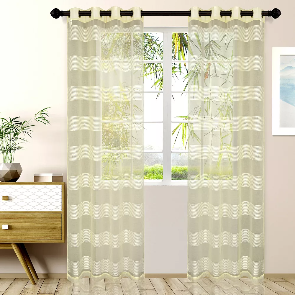 Superior Dalisto Rope Set Of 2 Textured Sheer Window Curtain Panels 3 Superior Dalisto Rope Set Of 2 Textured Sheer Window Curtain Panels