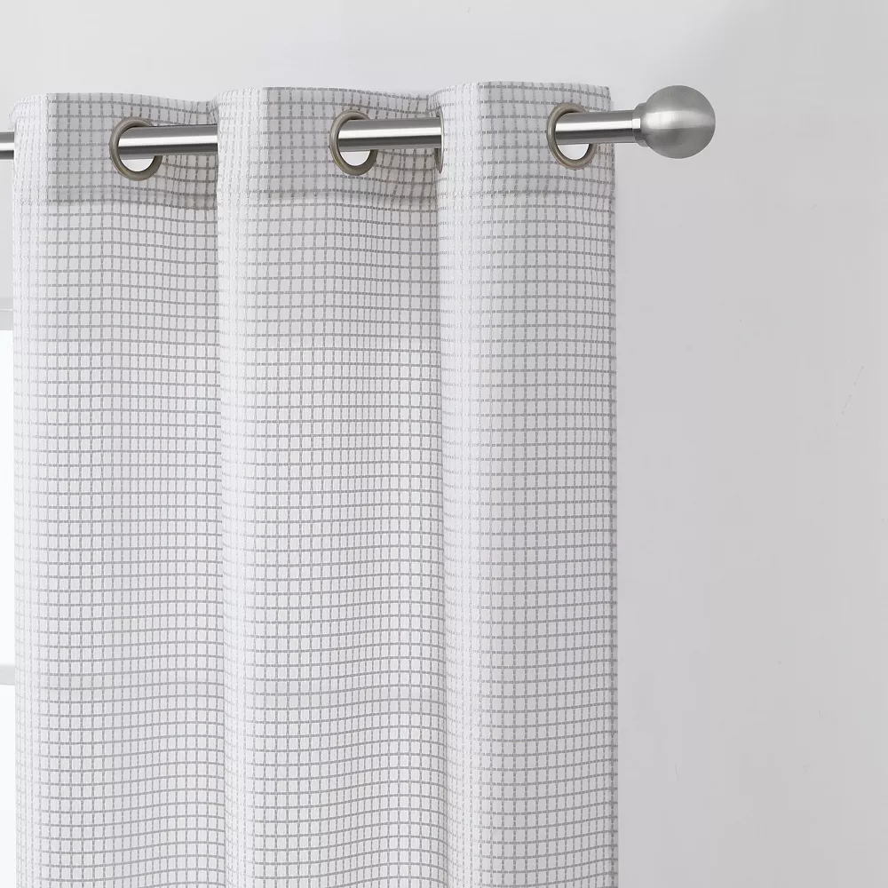 Modern Elements Hannah Grid Waffle Light Filtering Set Of 2 Window Curtain Panels 4 Modern Elements Hannah Grid Waffle Light Filtering Set Of 2 Window Curtain Panels - Image 2