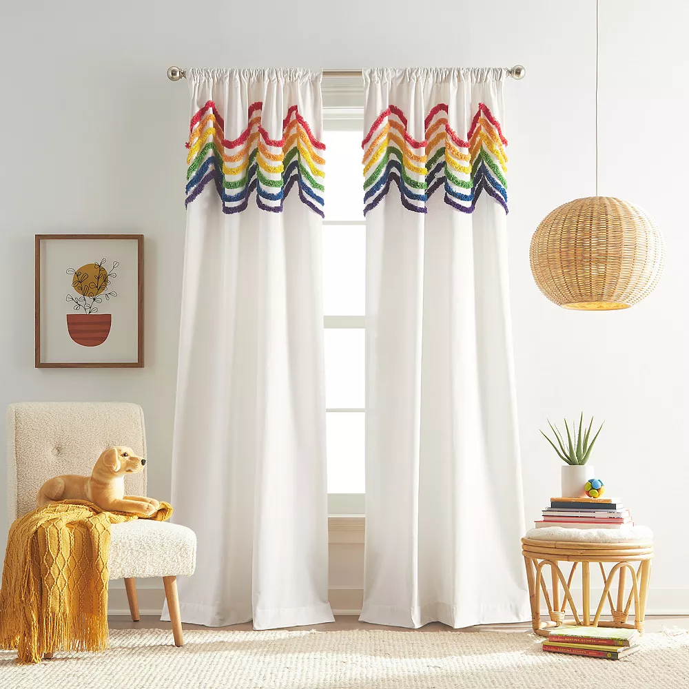 Dream Factory Rainbow Tufted Stripe Set Of 2 Window Curtain Panels 3 Dream Factory Rainbow Tufted Stripe Set Of 2 Window Curtain Panels
