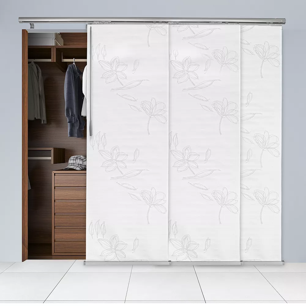 Rod Desyne Lotus 3-Panel Single Rail Panel Track Room Extendable Divider 3 Rod Desyne Lotus 3-Panel Single Rail Panel Track Room Extendable Divider