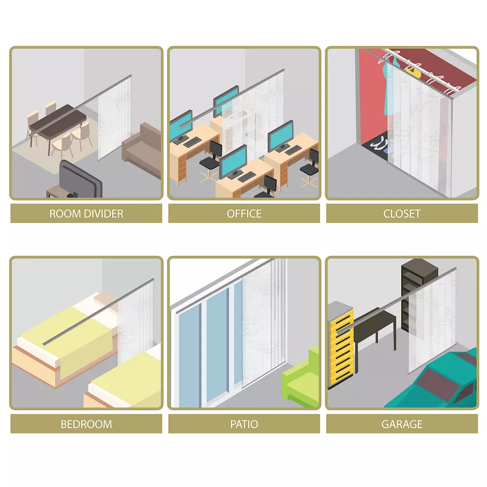 Rod Desyne Lotus 4-Panel Single Rail Panel Track Room Extendable Divider 6 Rod Desyne Lotus 4-Panel Single Rail Panel Track Room Extendable Divider - Image 4