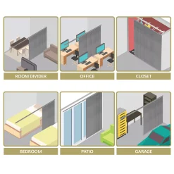 Rod Desyne Woven Gray 3-Panel Single Rail Panel Track Room Extendable Divider -Greenland Home Fashions Shop 5674300 ALT4