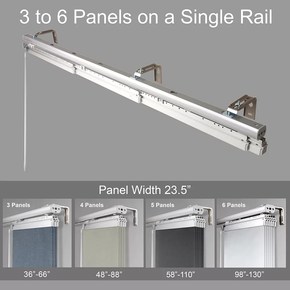 Rod Desyne Woven Gray 6-Panel Single Rail Panel Track Room Extendable Divider 4 Rod Desyne Woven Gray 6-Panel Single Rail Panel Track Room Extendable Divider - Image 2