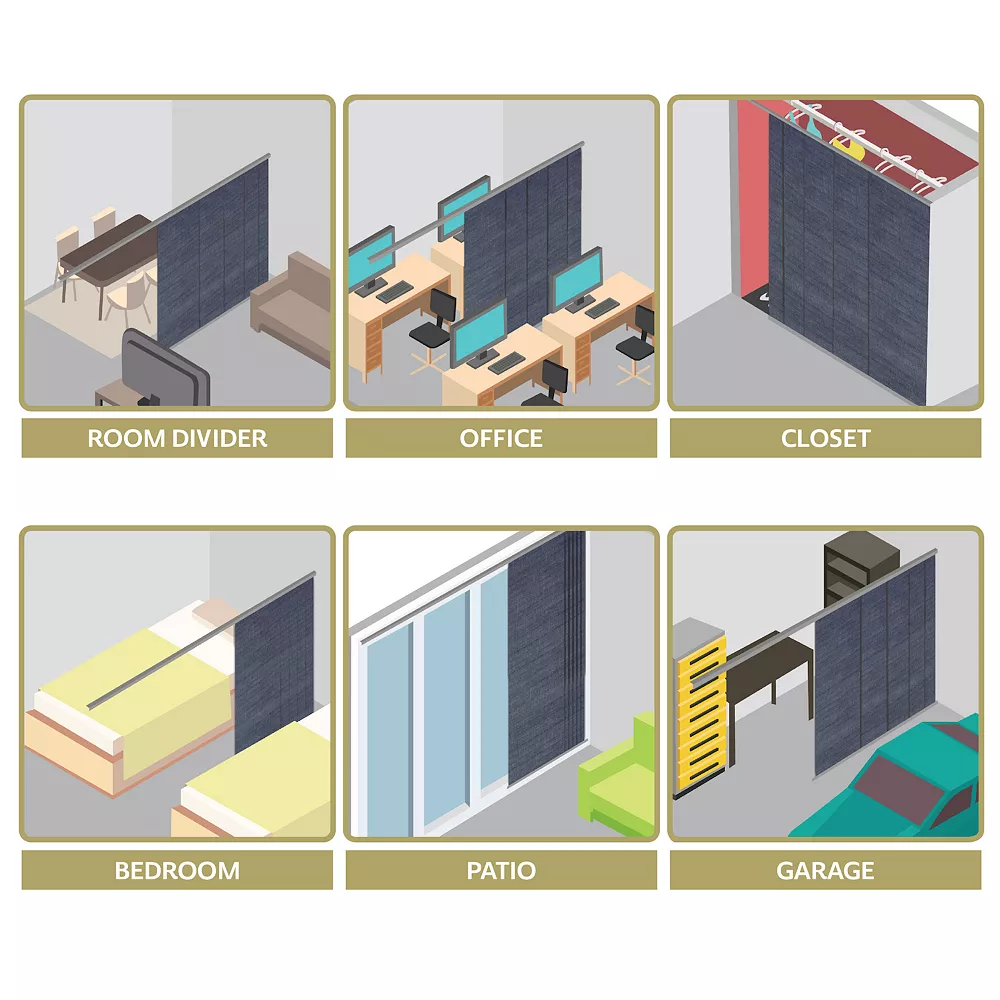 Rod Desyne Spruce 5-Panel Single Rail Panel Track Room Extendable Divider 7 Rod Desyne Spruce 5-Panel Single Rail Panel Track Room Extendable Divider - Image 5