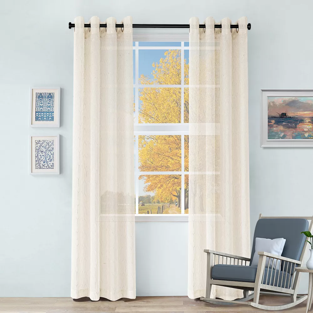 Superior Cormac Printed Sheer Pair Of 2 Grommet Window Curtain Panels 3 Superior Cormac Printed Sheer Pair Of 2 Grommet Window Curtain Panels